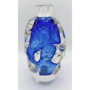 Venezuelan ICET Arte Murano Glass by Bruno Ava Clear Blue Sommerso 1980 Decanter